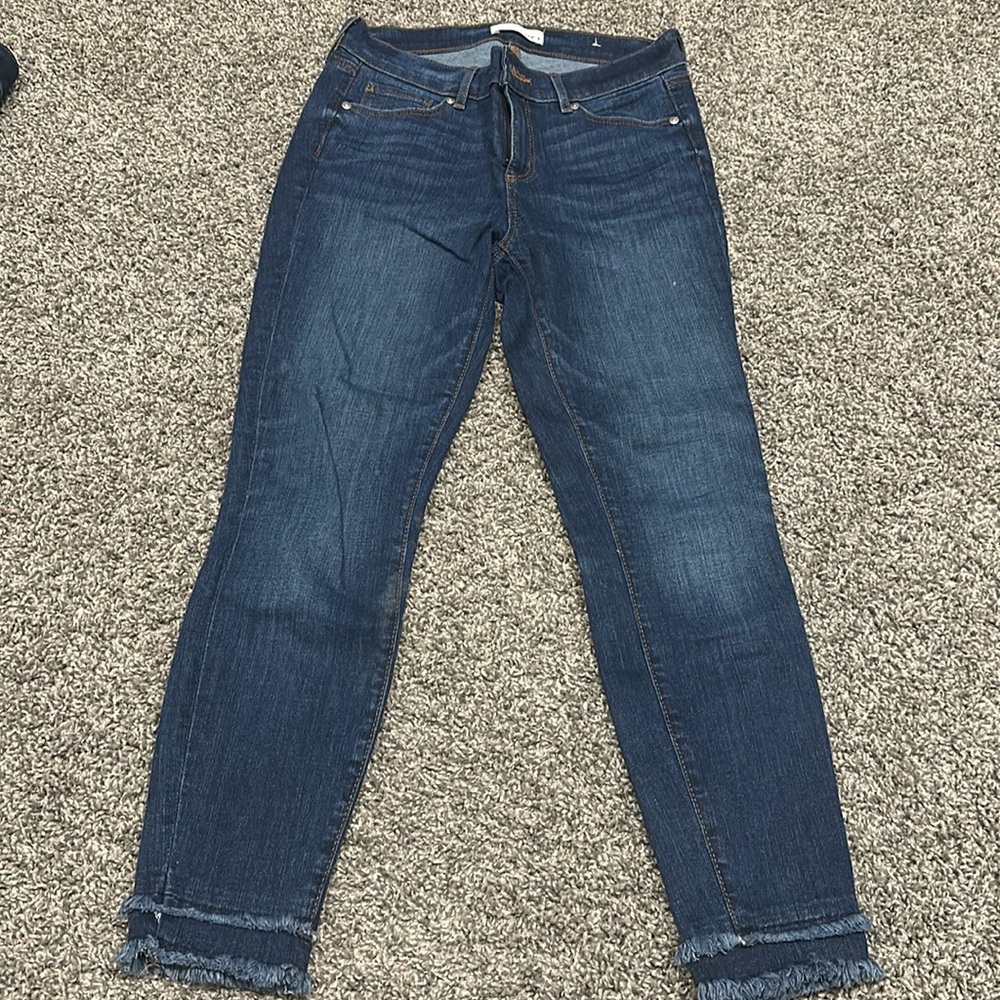 Adorable Loft Denim Jeans with Double Fringe Hem